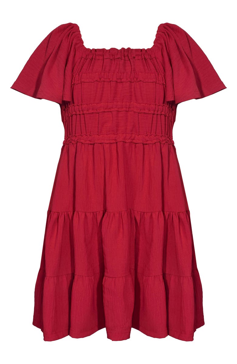 Bonnie Jean Kids' Tiered Tie Back Dress, Main, color, Red