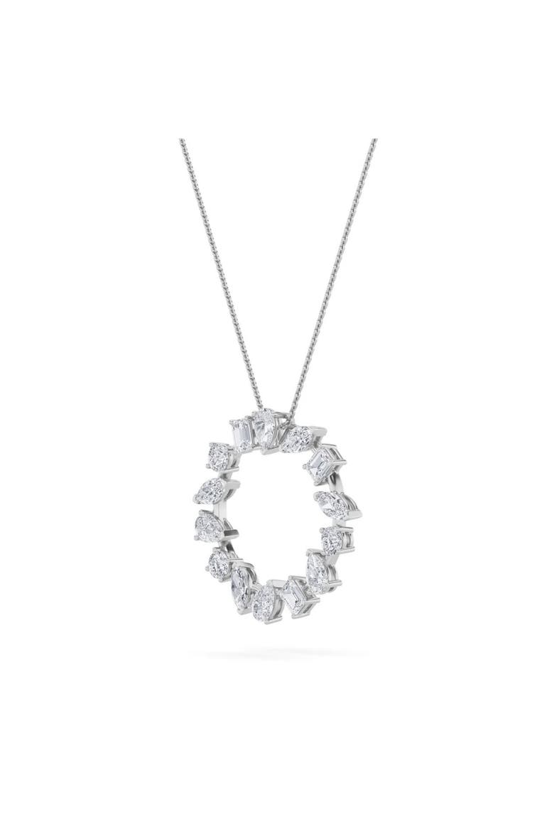 3Ct Multi Shape Ferra Diamond Circle Pendant 14k Gold Necklace 18", Alternate, color, 14k White Gold