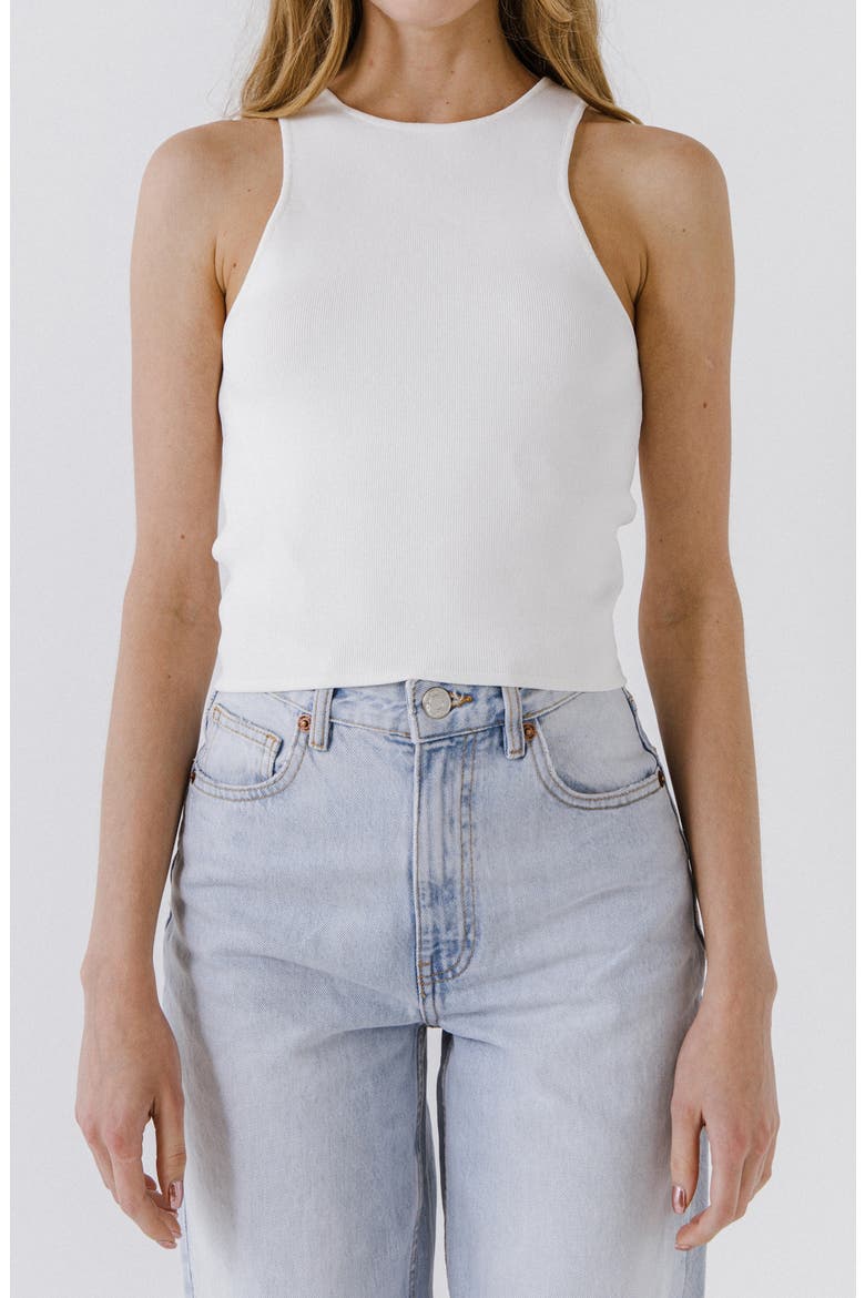 Racerback Rib Tank, Main, color, WHITE