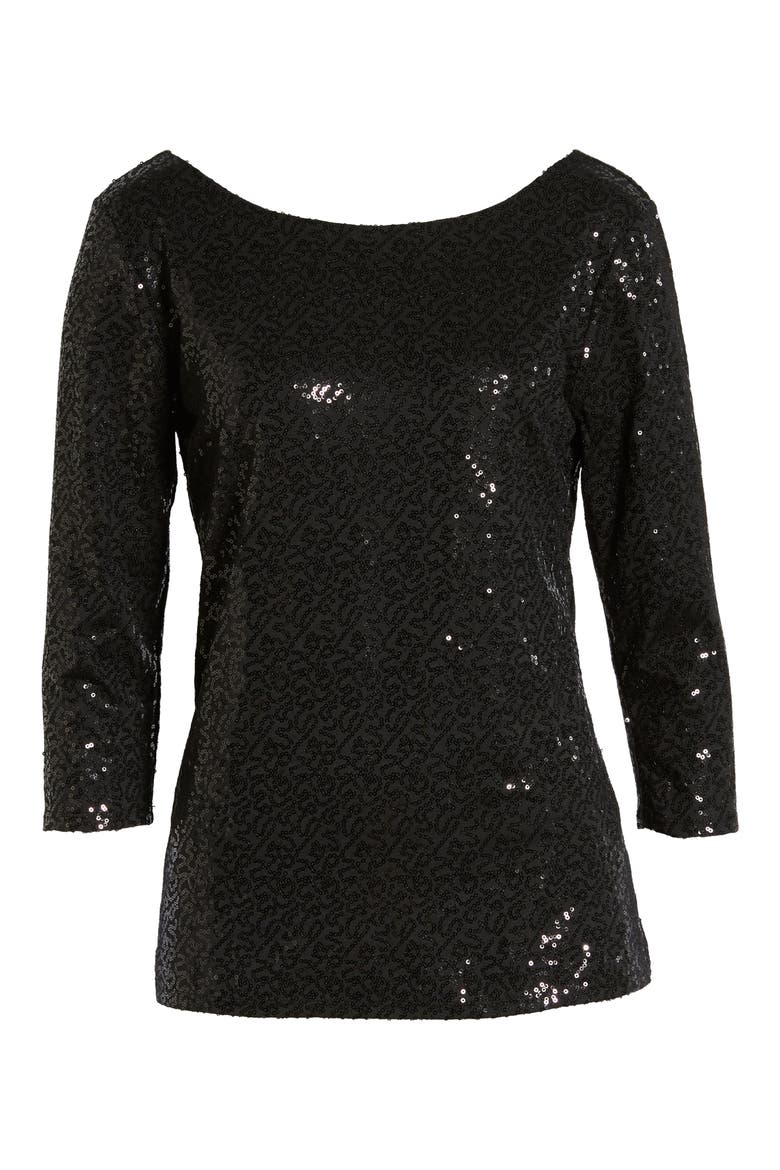 Gibson x Glam Squad Megan Sequin Embellished Scoop Back Top (Nordstrom Exclusive), Alternate, color, BLACK