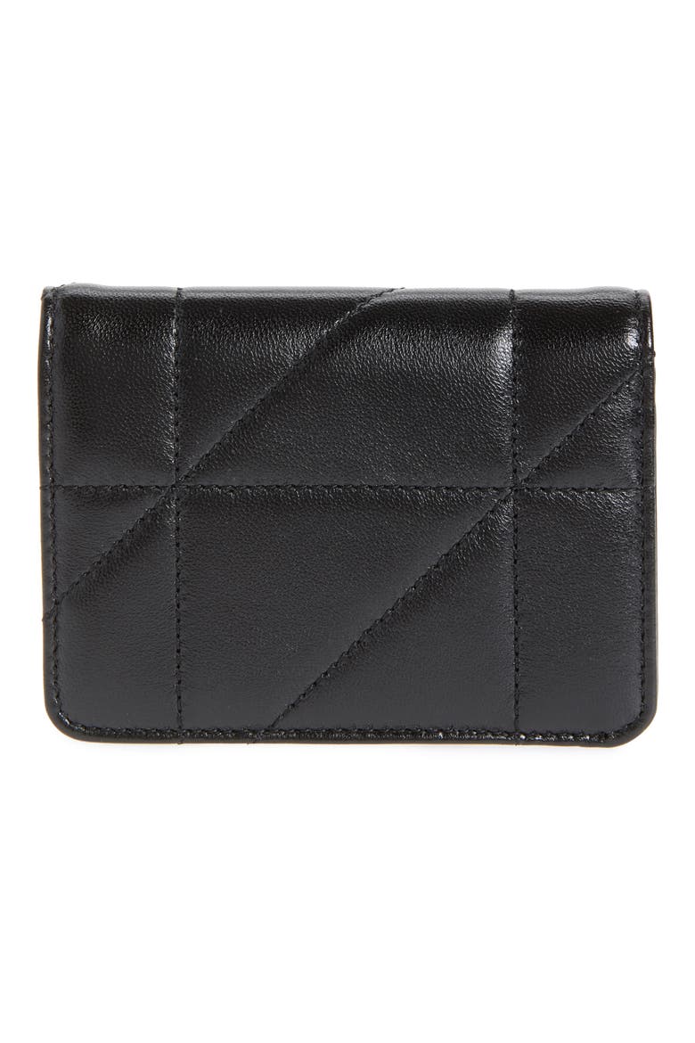 Jamie Carré Rive Gauche Matelassé Leather Bifold Card Case, Alternate, color, NOIR