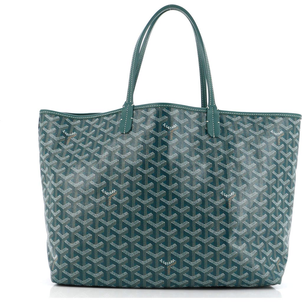 Pre-owned Goyard  Goyard Saint Louis Tote Coated Canvas Pm In Green