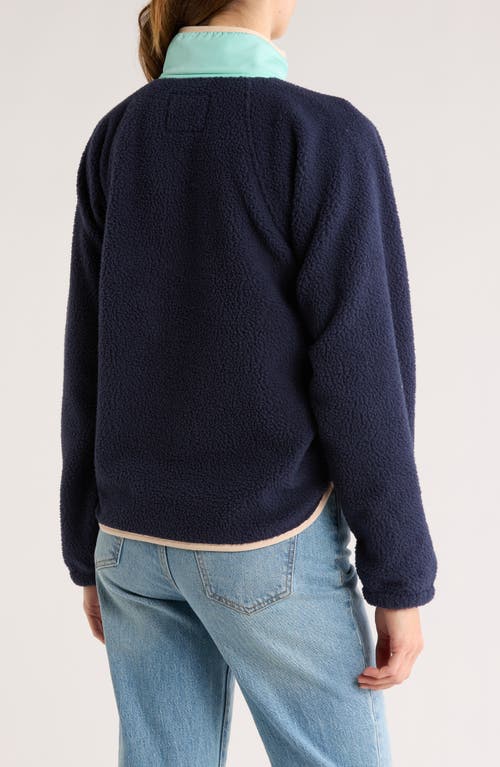 Thread & Supply Polar Fleece Half Snap Pullover In Navy Mint Combo