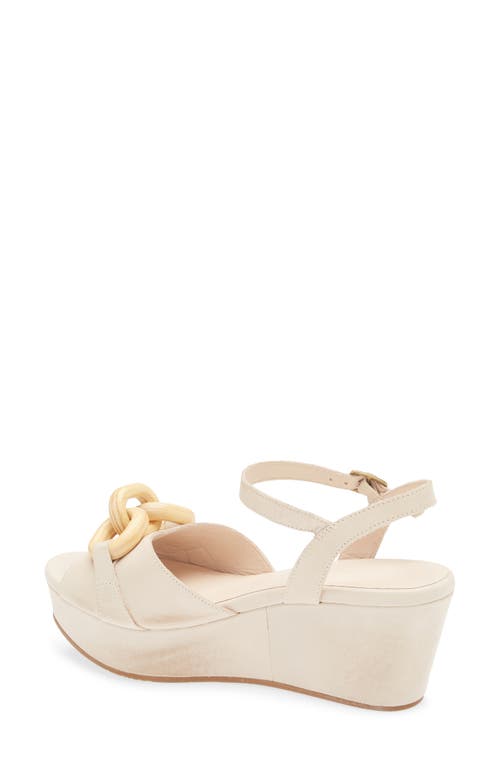 Chocolat Blu Chain Ankle Strap Wedge Sandal In White Sand Leather