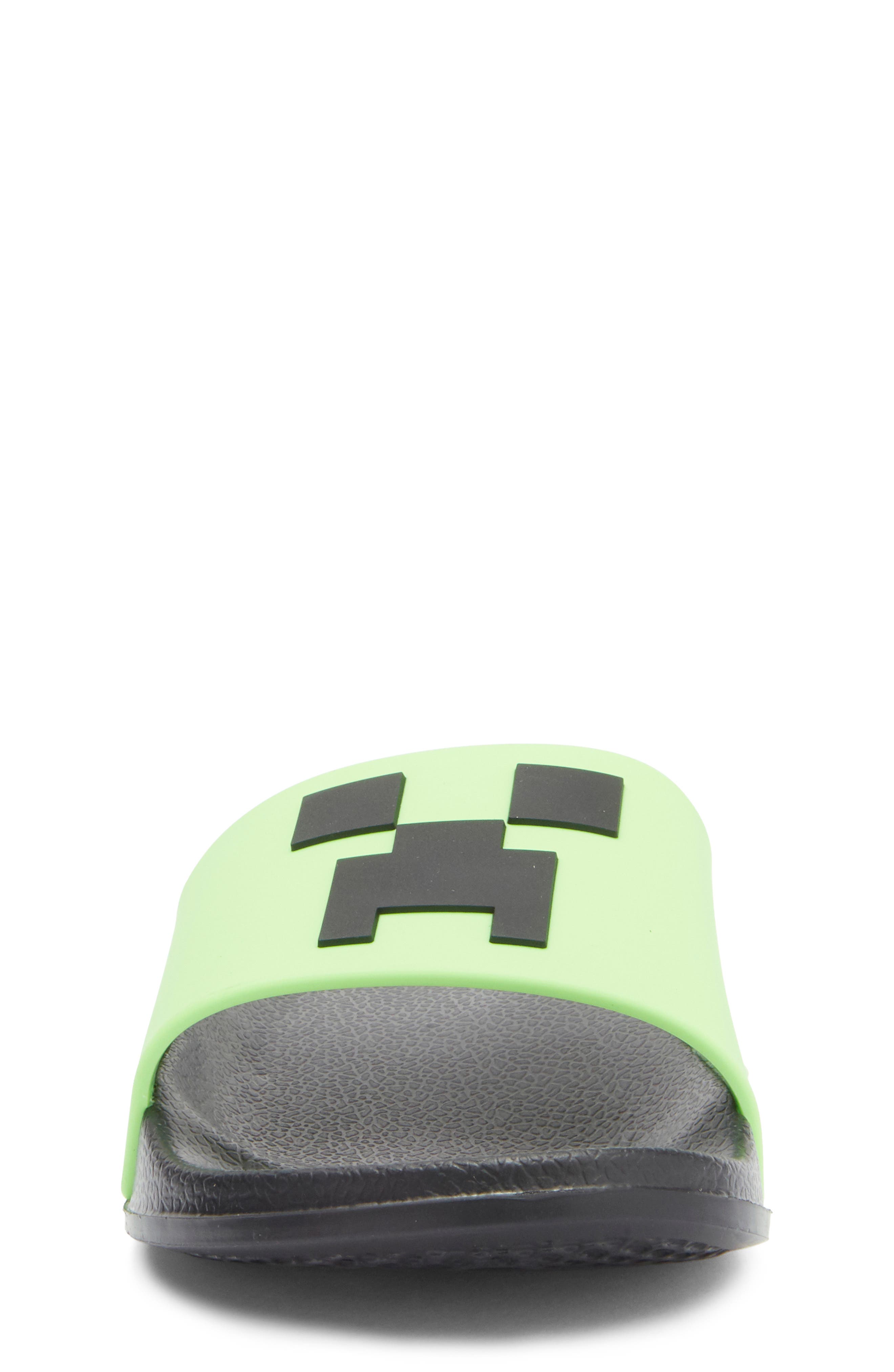 SG Footwear x Minecraft<sup>®</sup> Kids' Creeper Slide Sandal, Alternate, color, Green