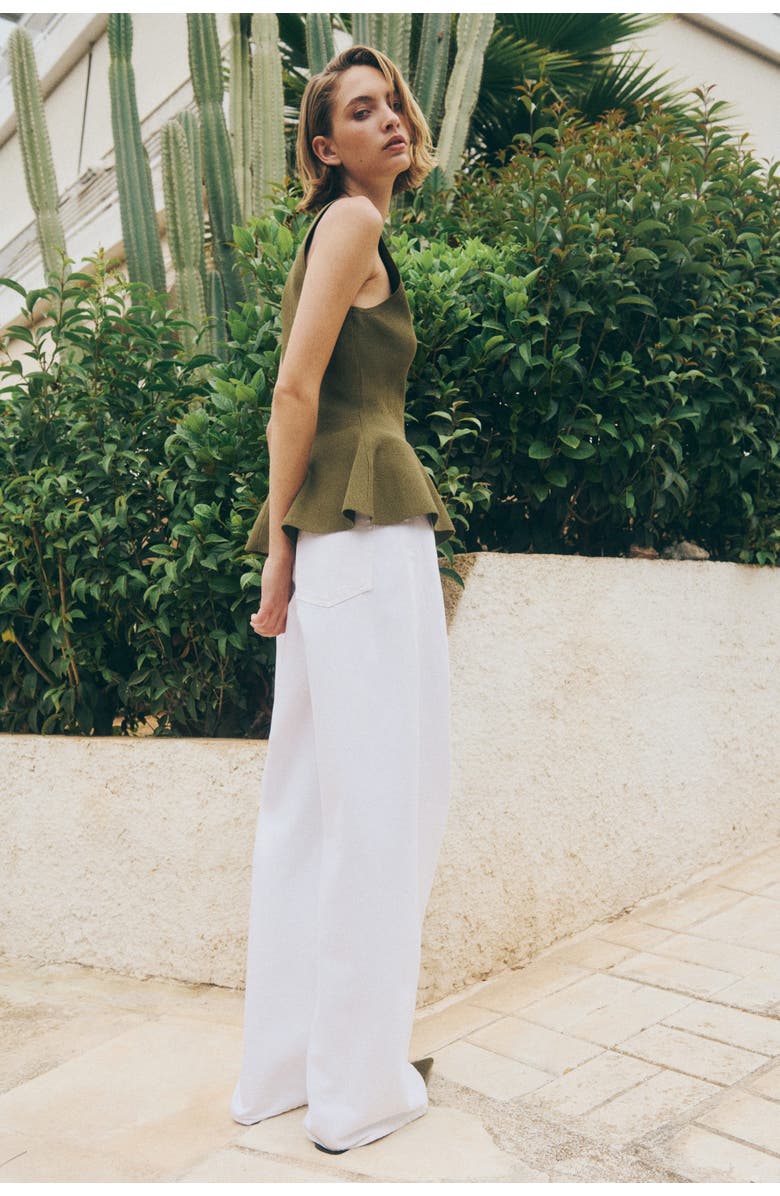 H&M Rib-knit Peplum Waistcoat, Alternate, color, Dark Khaki Green