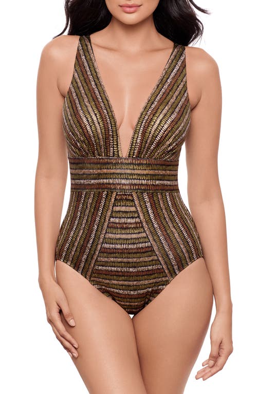 Miraclesuit ® Sparkle Sands Odyssey Plunge One-piece Swimsuit In Brown