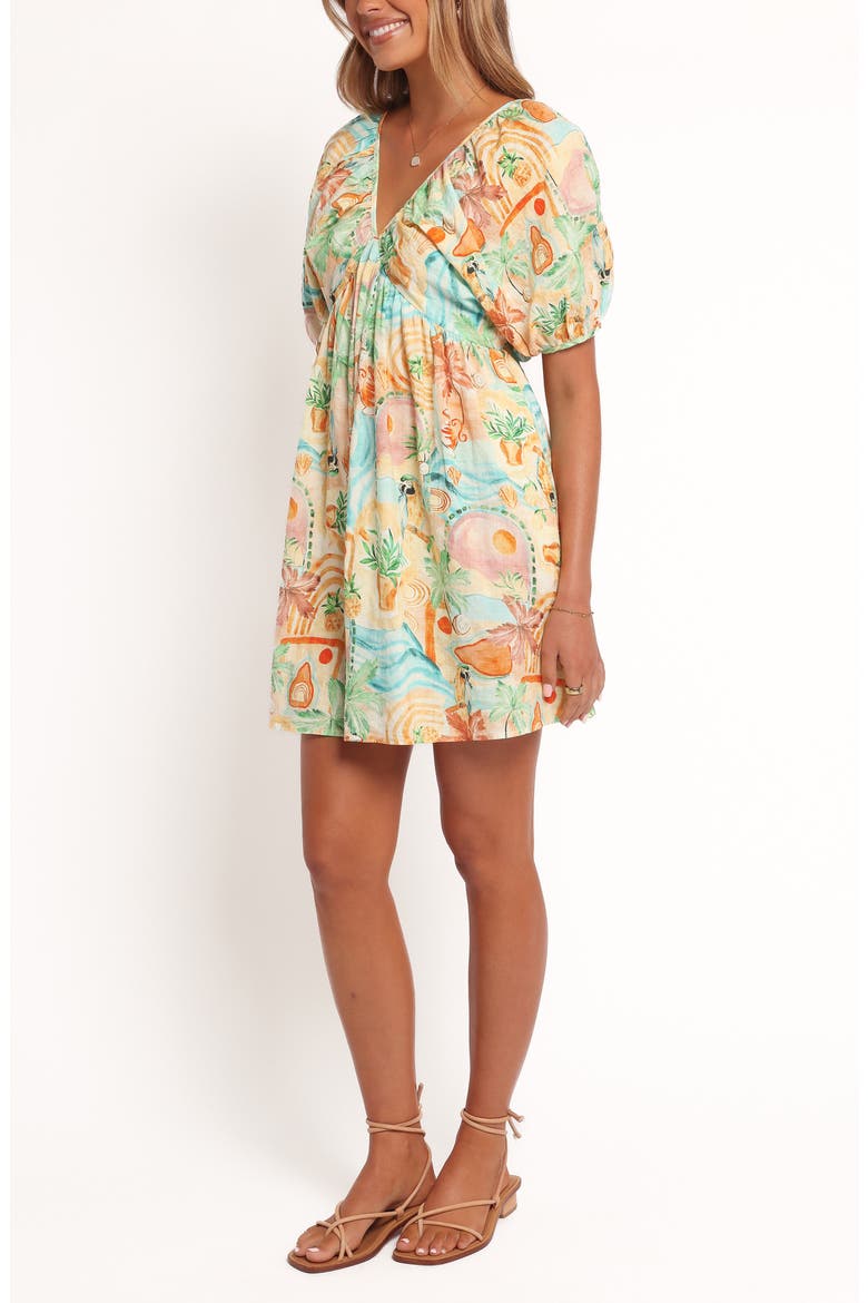 Cadhla Print Cotton Blend Minidress, Alternate, color, GOLDEN PALM