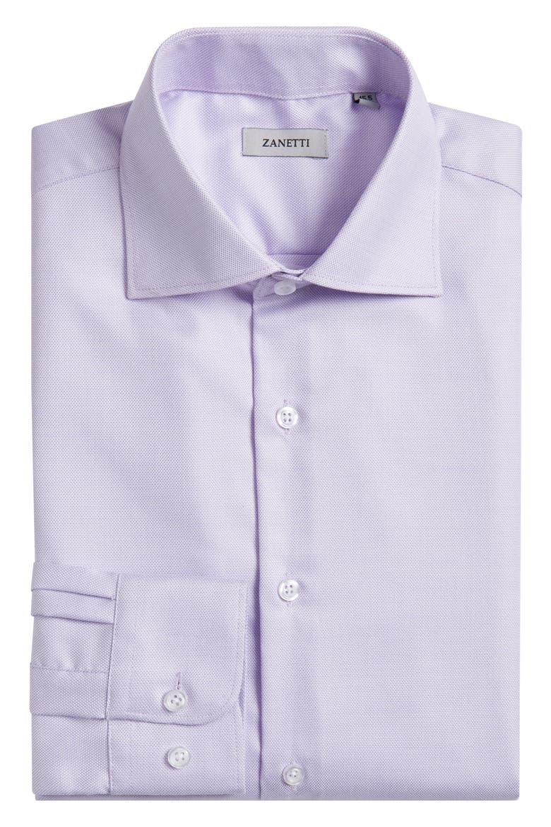 Trim Fit Textured Cotton Dress Shirt, Alternate, color, LAVENDER