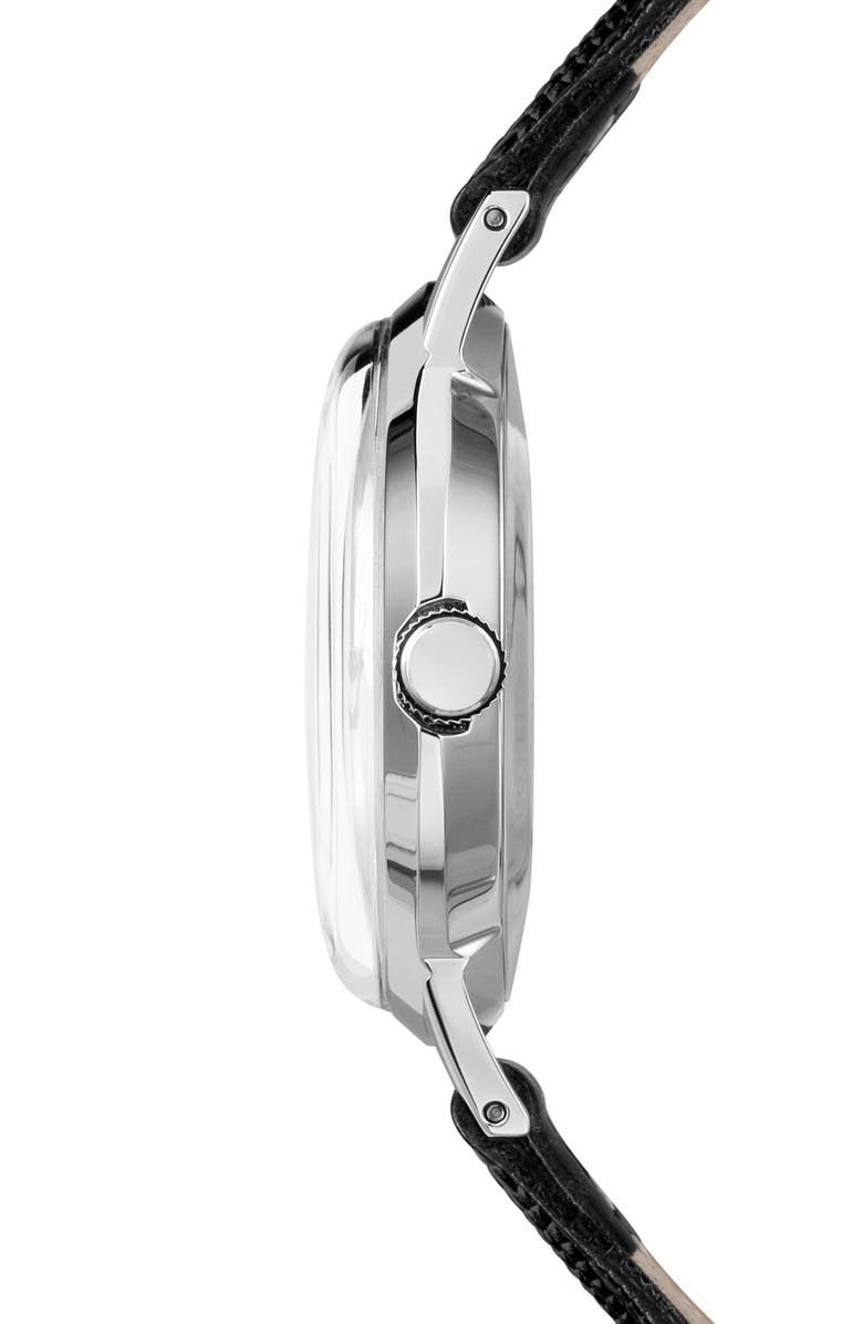 Timex<sup>®</sup> Marlin Leather Strap Watch, 34mm, Alternate, color, Black/ Silver