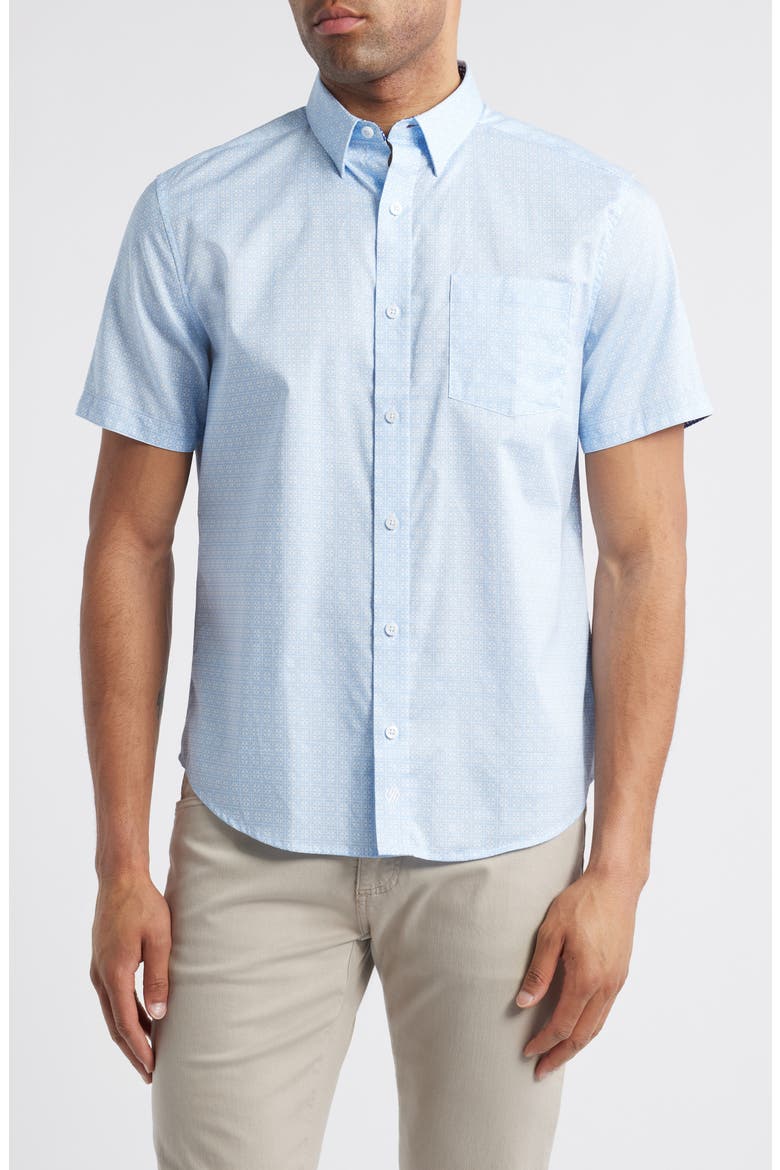 airplane dress shirt Airplane Print Short Sleeve Cotton Blend Button-Down Shirt (Men)