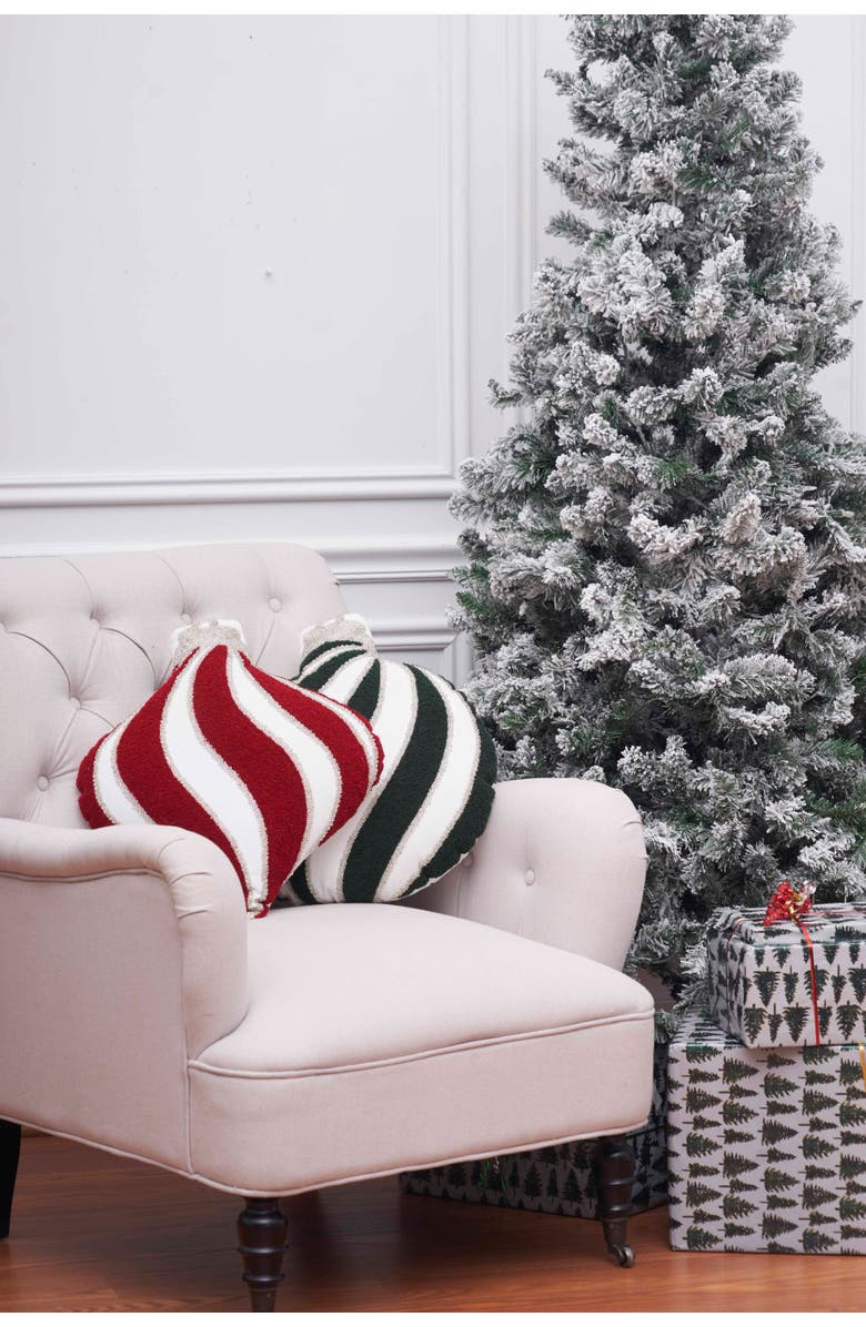 C&F Home Striped Ornament Throw Pillows, Alternate, color, Green