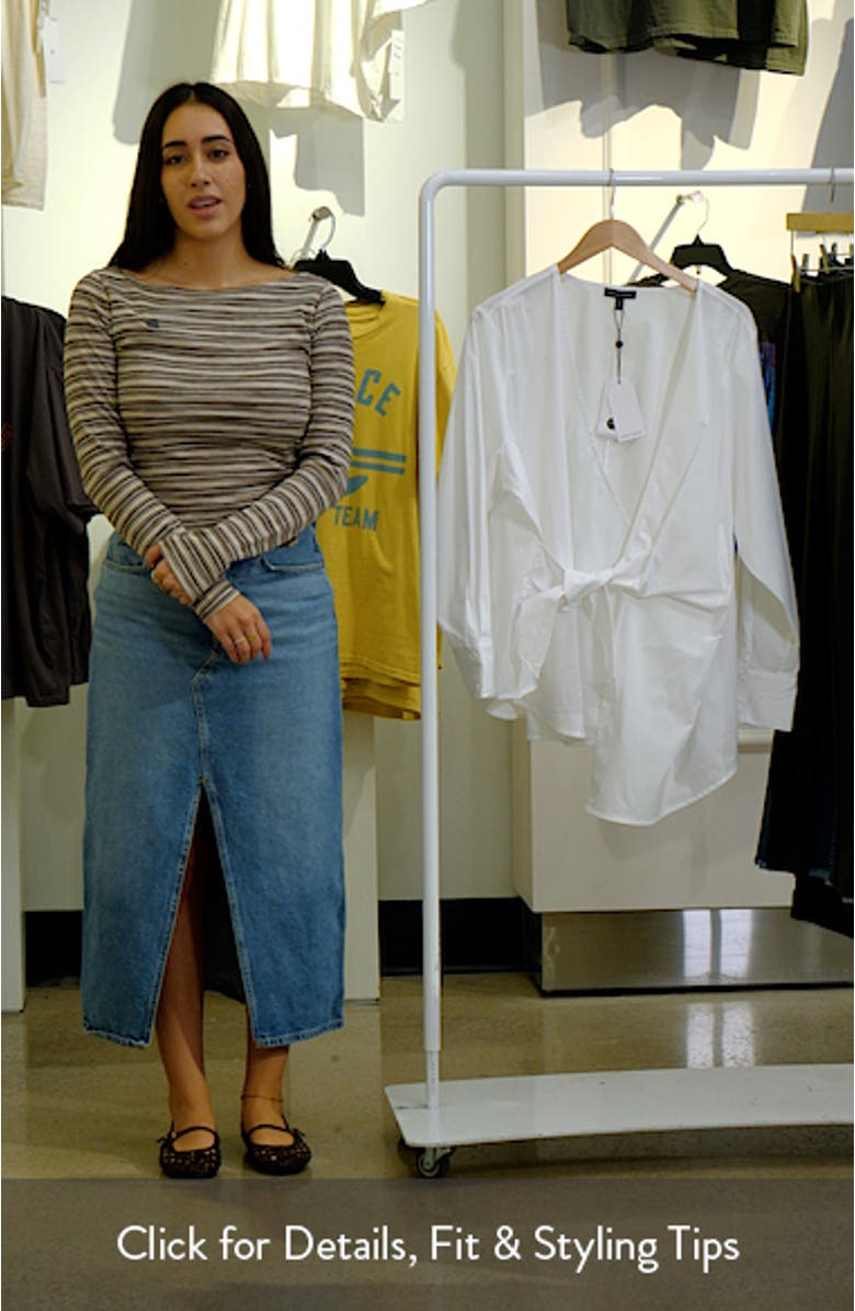 Stretch Cotton Blend Poplin Wrap Top, sales video thumbnail