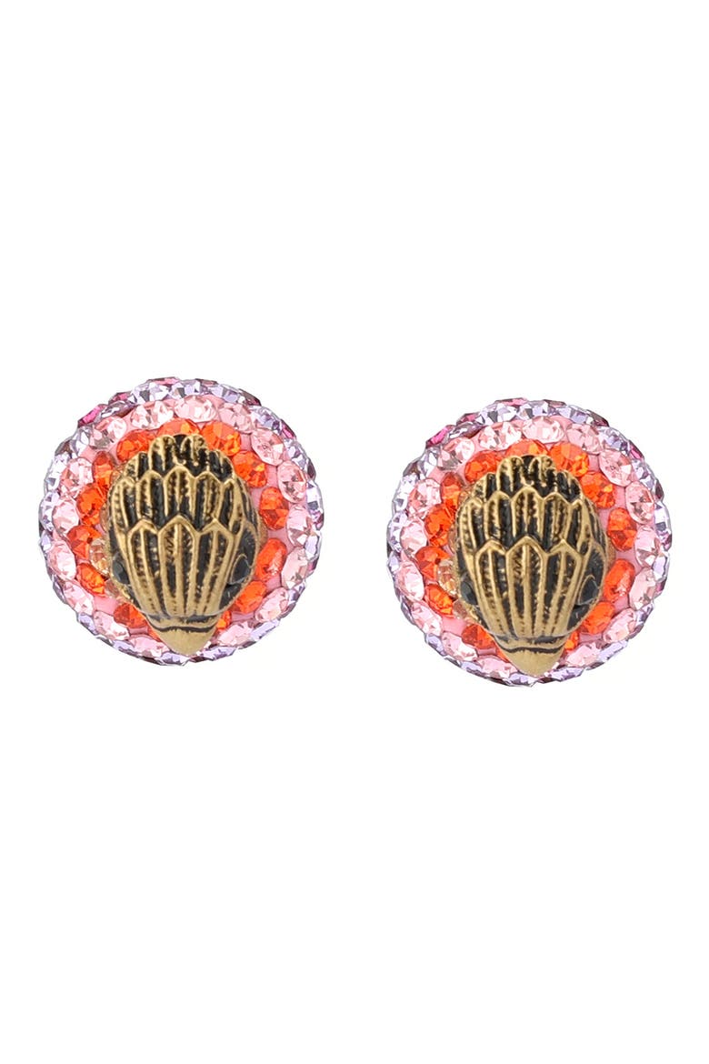 Pavé Crystal & Eagle's Head Front/Back Stud Earrings, Alternate, color, RAINBOW MULTI