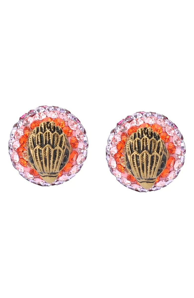Kurt Geiger London Pavé Crystal & Eagle's Head Front/Back Stud Earrings, Alternate, color, Rainbow Multi