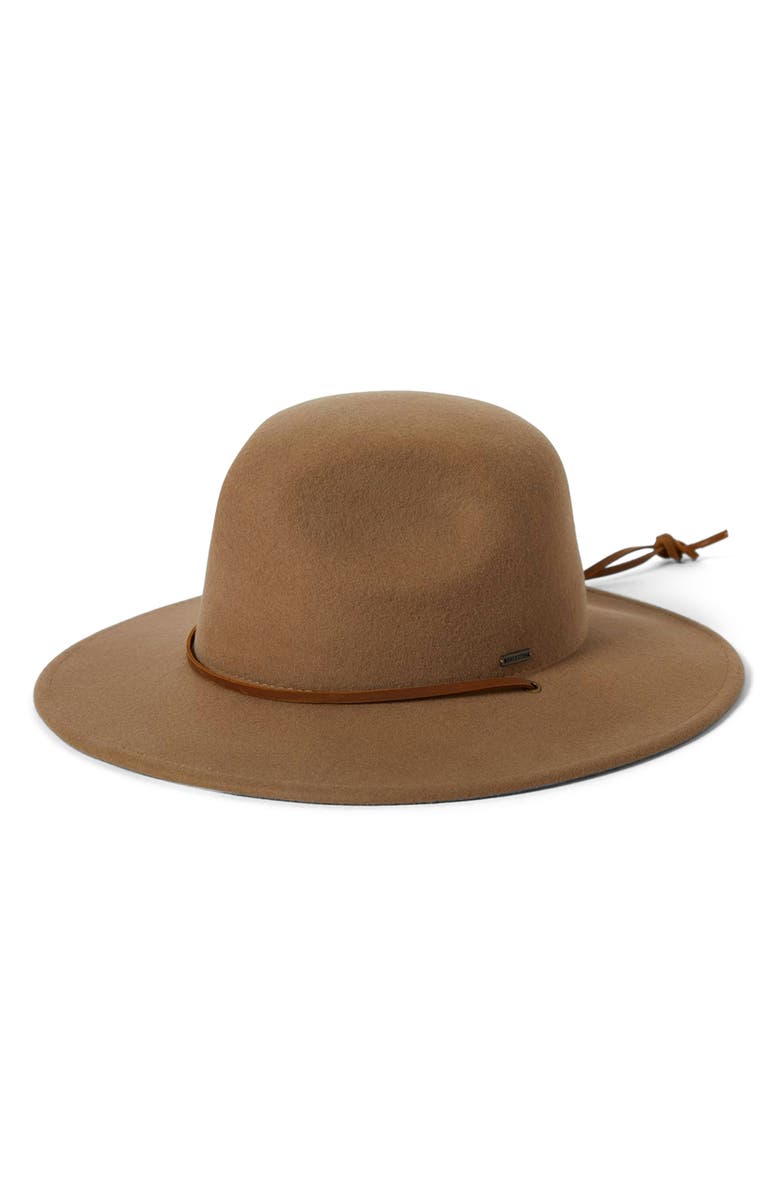 Brixton Cedar Packable Wool Felt Fedora, Main, color, Khaki