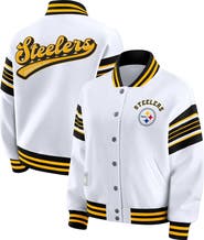 WEAR by Erin Andrews Women's WEAR by Erin Andrews White Pittsburgh Steelers Plus Size Full-Snap Fleece Sweatshirt Jacket
