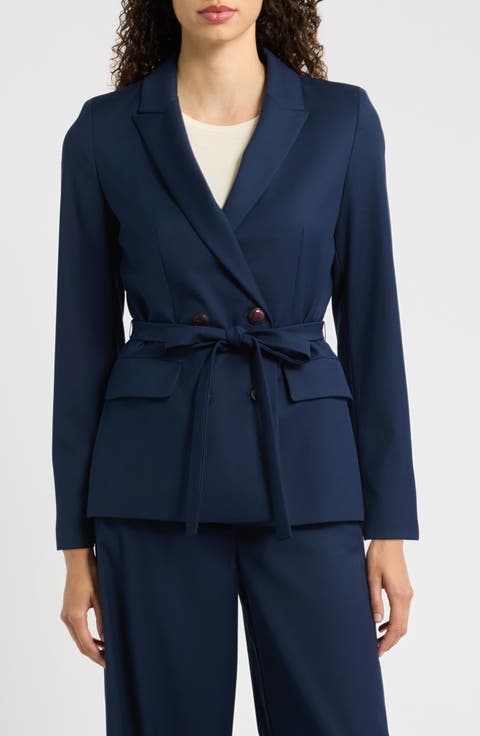 Emmfata Peaked Lapel Belted Blazer