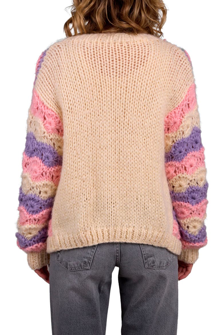 Pastel Crochet Knit Cardigan, Alternate, color, CREAM