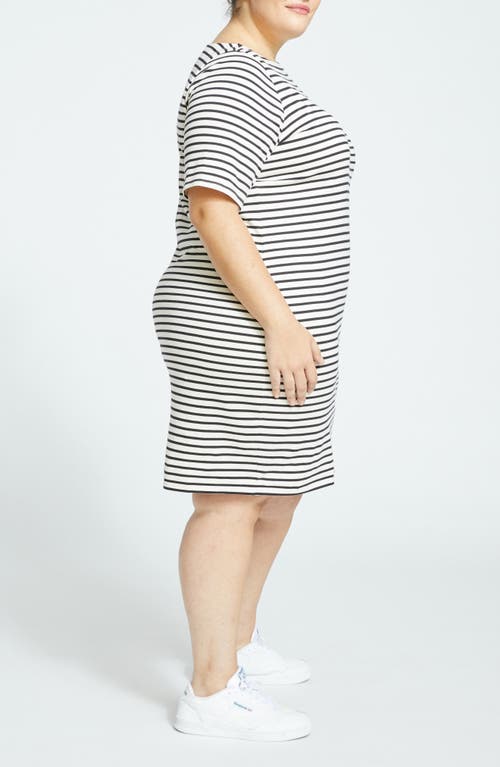 Universal Standard Plus Size Belle Breton Stripe Jersey Dress In Ecru/black Stripe