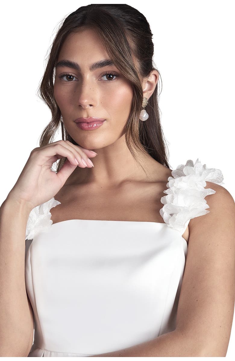 Coast 3D Floral Bardot Bridal Mini Dress, Alternate, color, Ivory