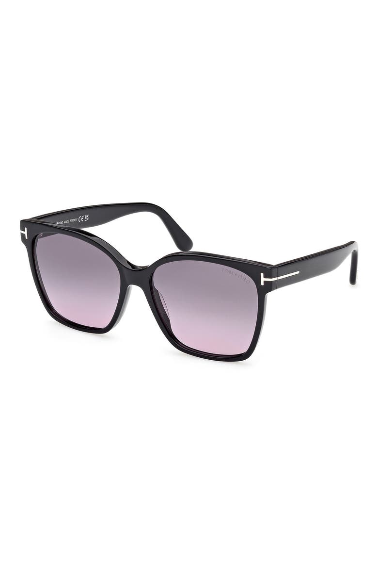 Iris 56mm Gradient Butterfly Sunglasses, Alternate, color, SHINY BLACK  / GRADIENT SMOKE