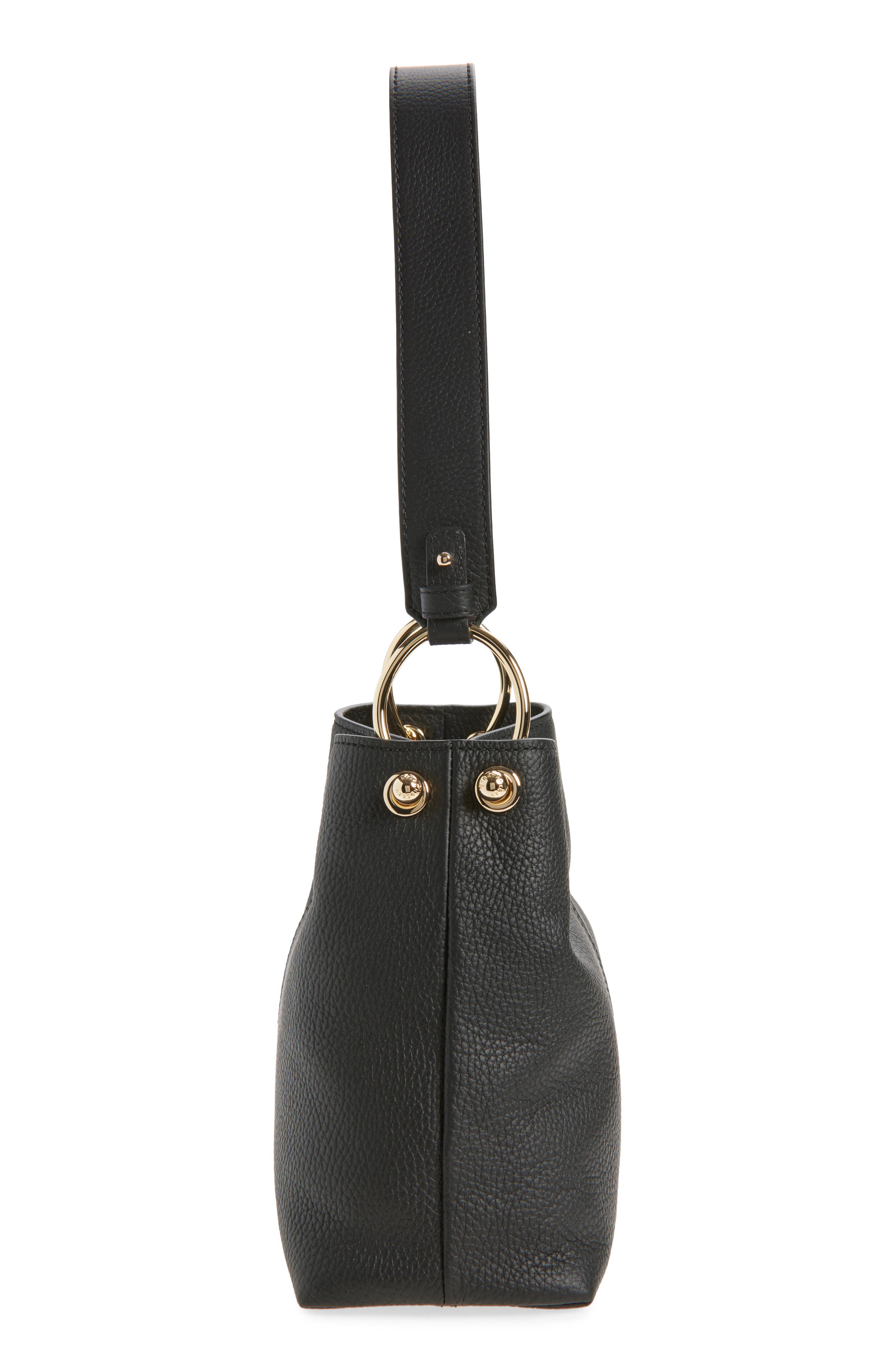 Strathberry Lana Leather Hobo Bag, Alternate, color, Black