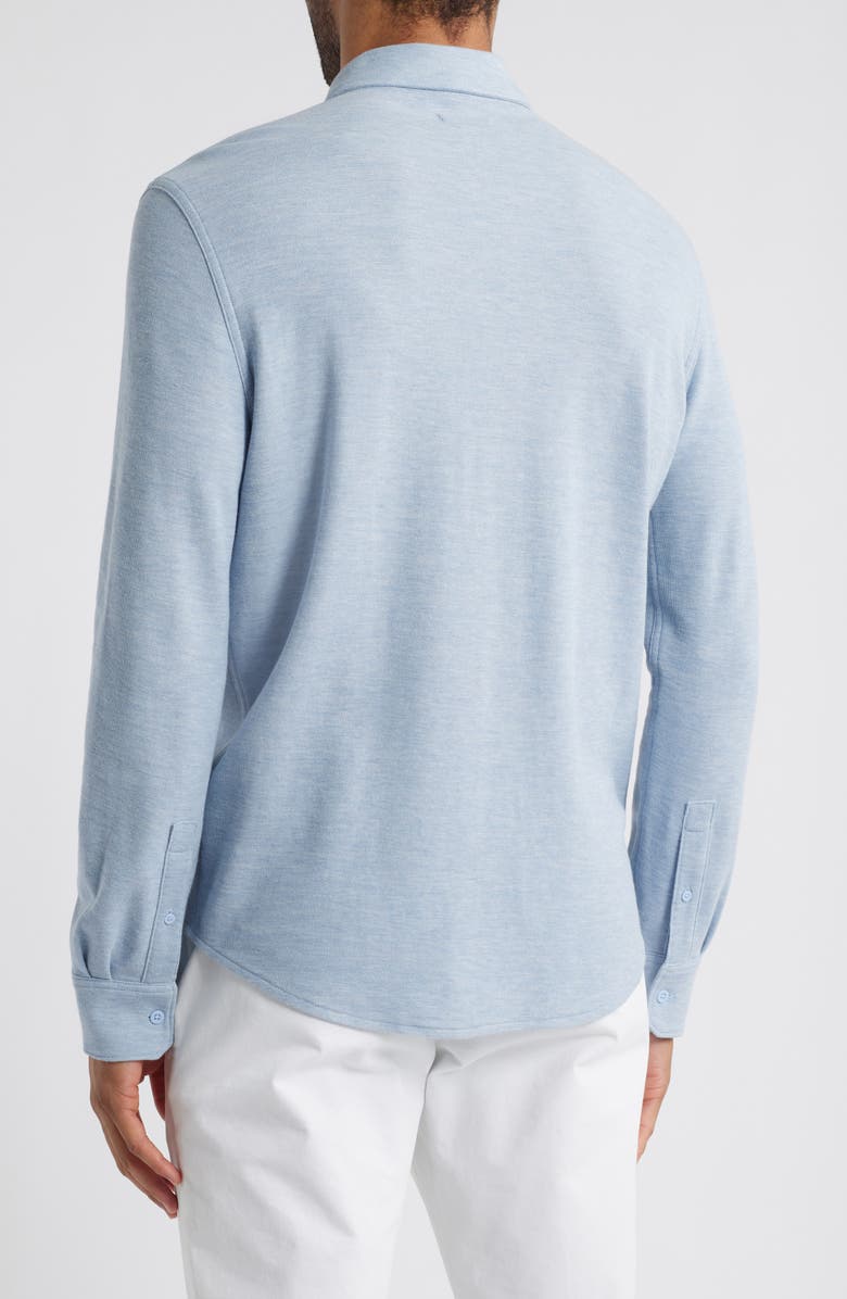 Nordstrom Solid Pima Cotton Piqué Button-Down Shirt, Alternate, color, Blue Skyway Heather