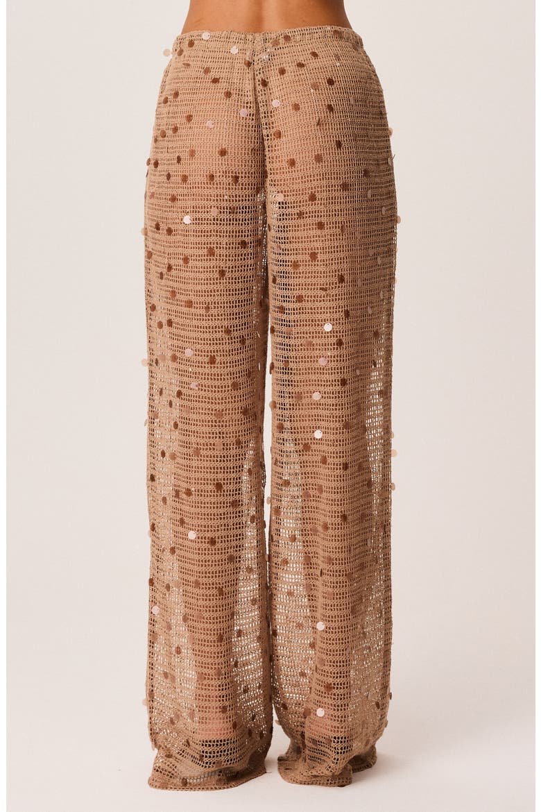 Kelyse Sequin Wide Leg Open Knit Pants, Alternate, color, MOCHA