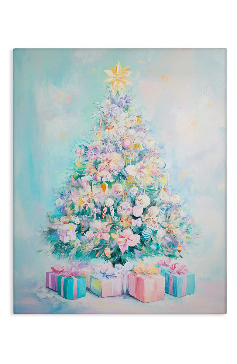Stupell Industries Pastel Christmas Tree Canvas Wall Art, Main, color, Blue