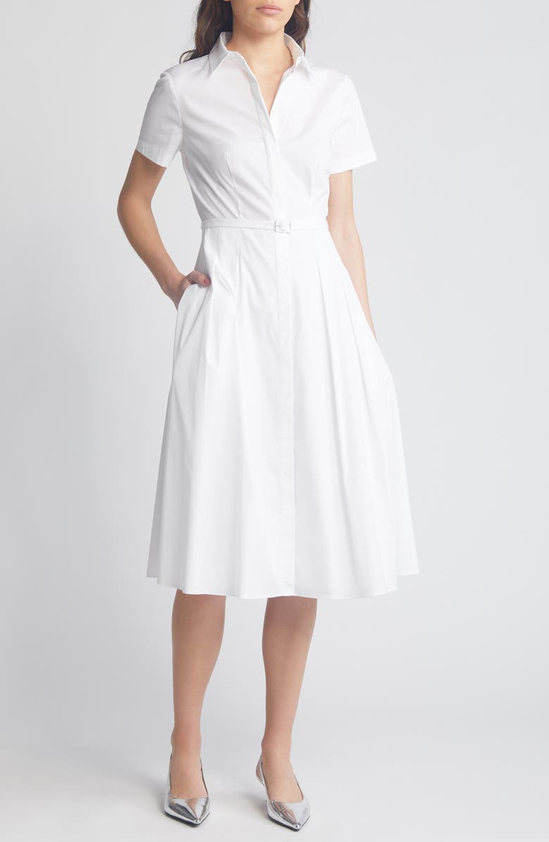 Theory Belted Cotton Blend Shirtdress, Main, color, 