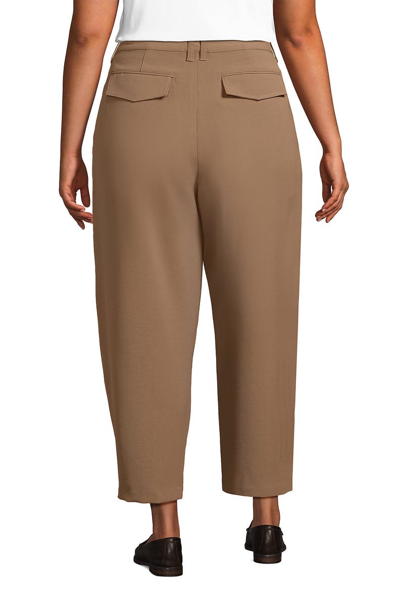 Crepe High Rise Pleated Barrel Leg Ankle Pants, Alternate, color, Honey Beige