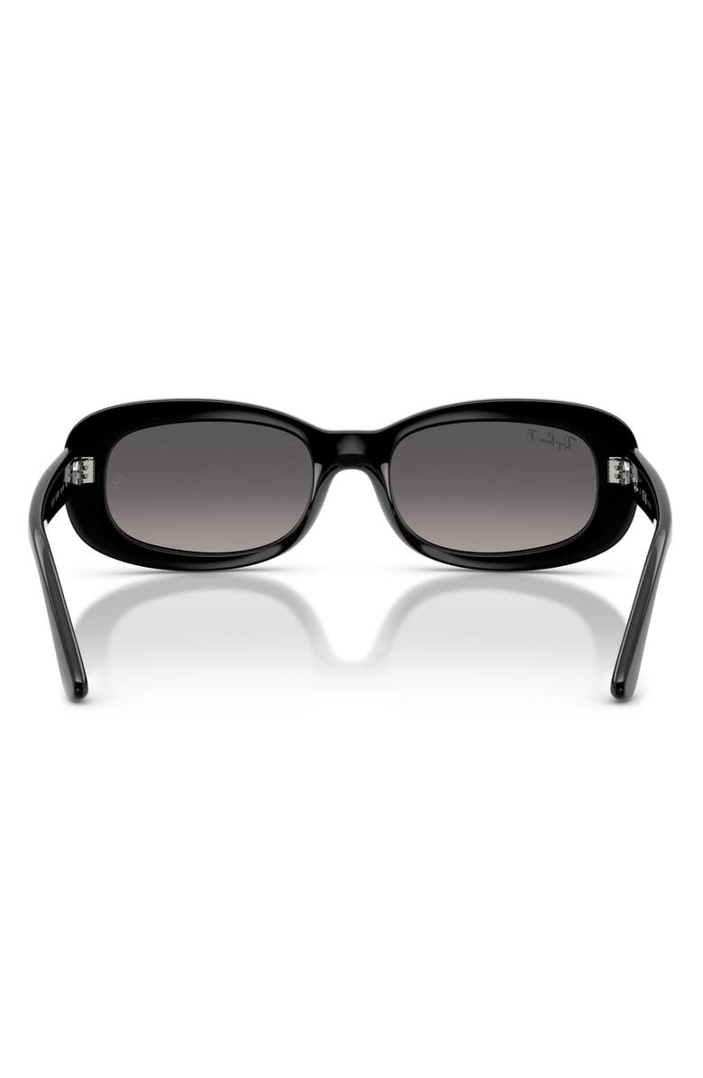 Ray-Ban 53mm Polarized Oval Sunglasses, Alternate, color, Black / Gradient Grey Polar