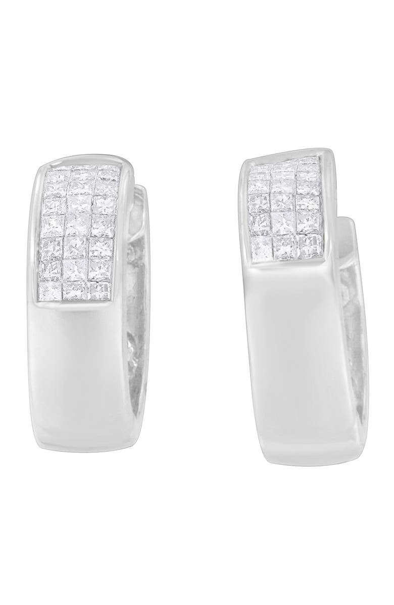 Haus of Brilliance 14K White Gold 1 1/8 cttw and Cut Diamond Huggie Earrings, Main, color, White