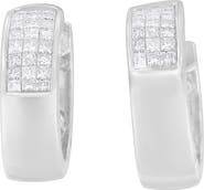 Haus of Brilliance 14K White Gold 1 1/8 cttw and Cut Diamond Huggie Earrings