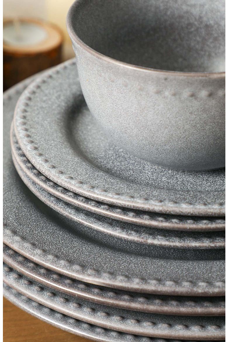 Comet Stoneware 12-Piece Dinnerware Set, Alternate, color, Grey