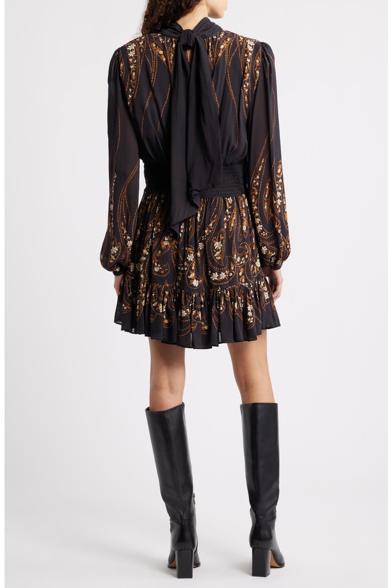 Garden Silhouette Long Sleeve Dress, Alternate, color, BLACK