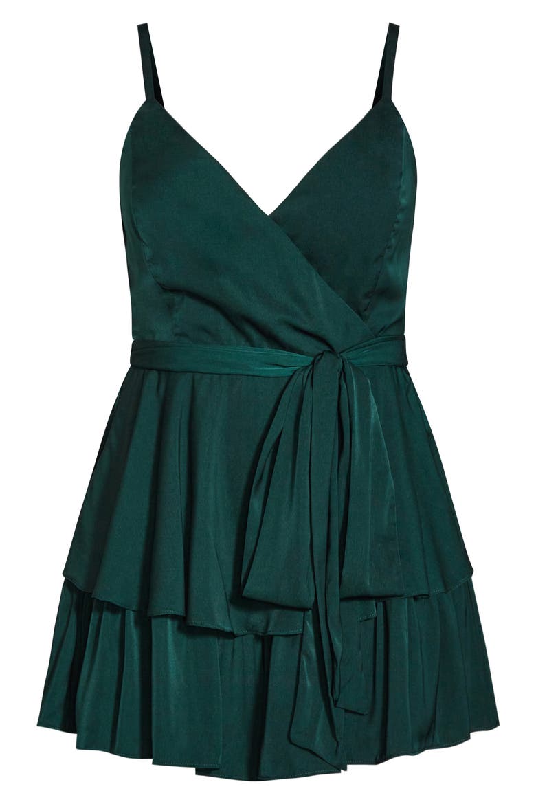 Party Wrap Romper, Alternate, color, JADE