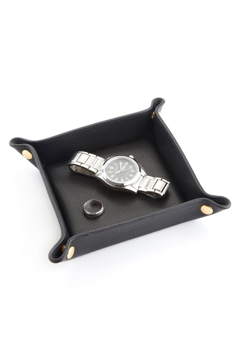 Catchall Leather Valet Tray, Alternate, color, BLACK