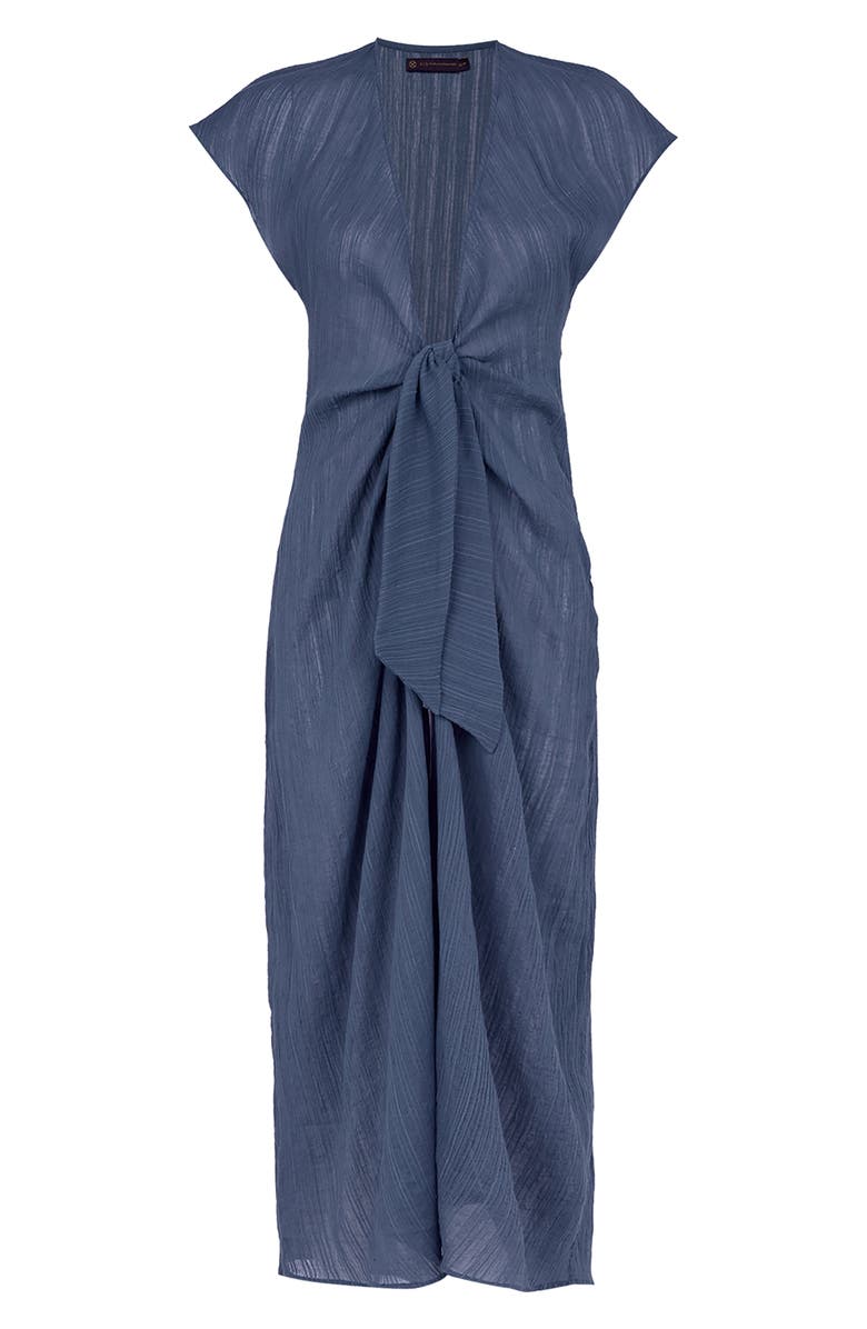 ViX Paula Hermanny Sasha Plunge Neck Semisheer Cover-Up Maxi Dress, Alternate, color, Blue