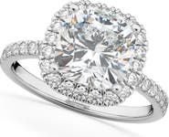 ALLUREZ Cushion Cut Halo Diamond Engagement Ring 14k White Gold