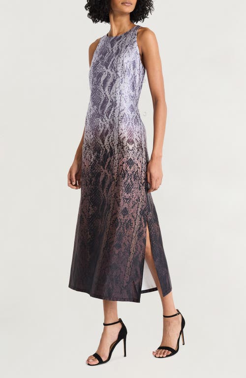 LUXELY LUXELY SNAKESKIN PRINT SLEEVELESS COLUMN DRESS