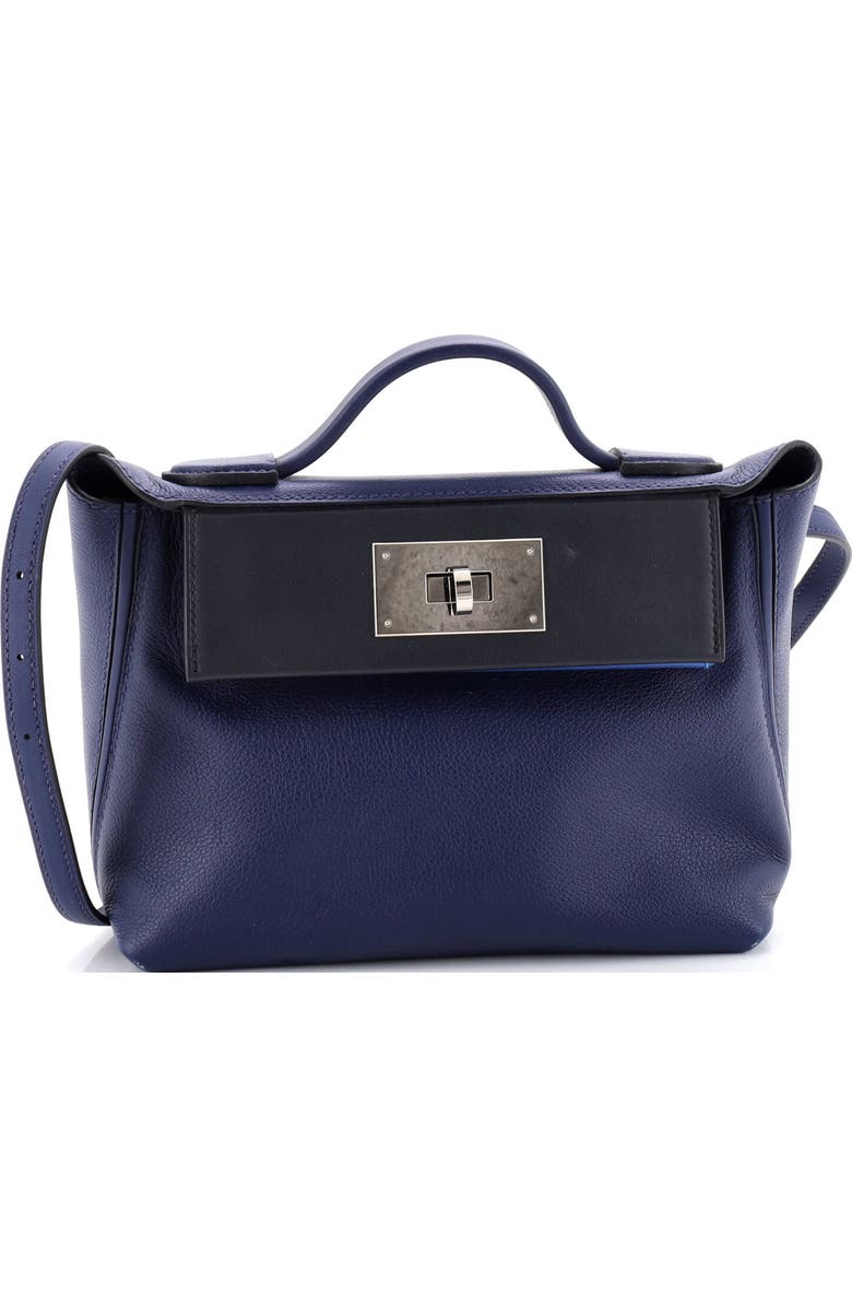 Pre-Owned Hermes 24/24 Bag Evercolor with Swift 21, Main, color, Bleu Saphir