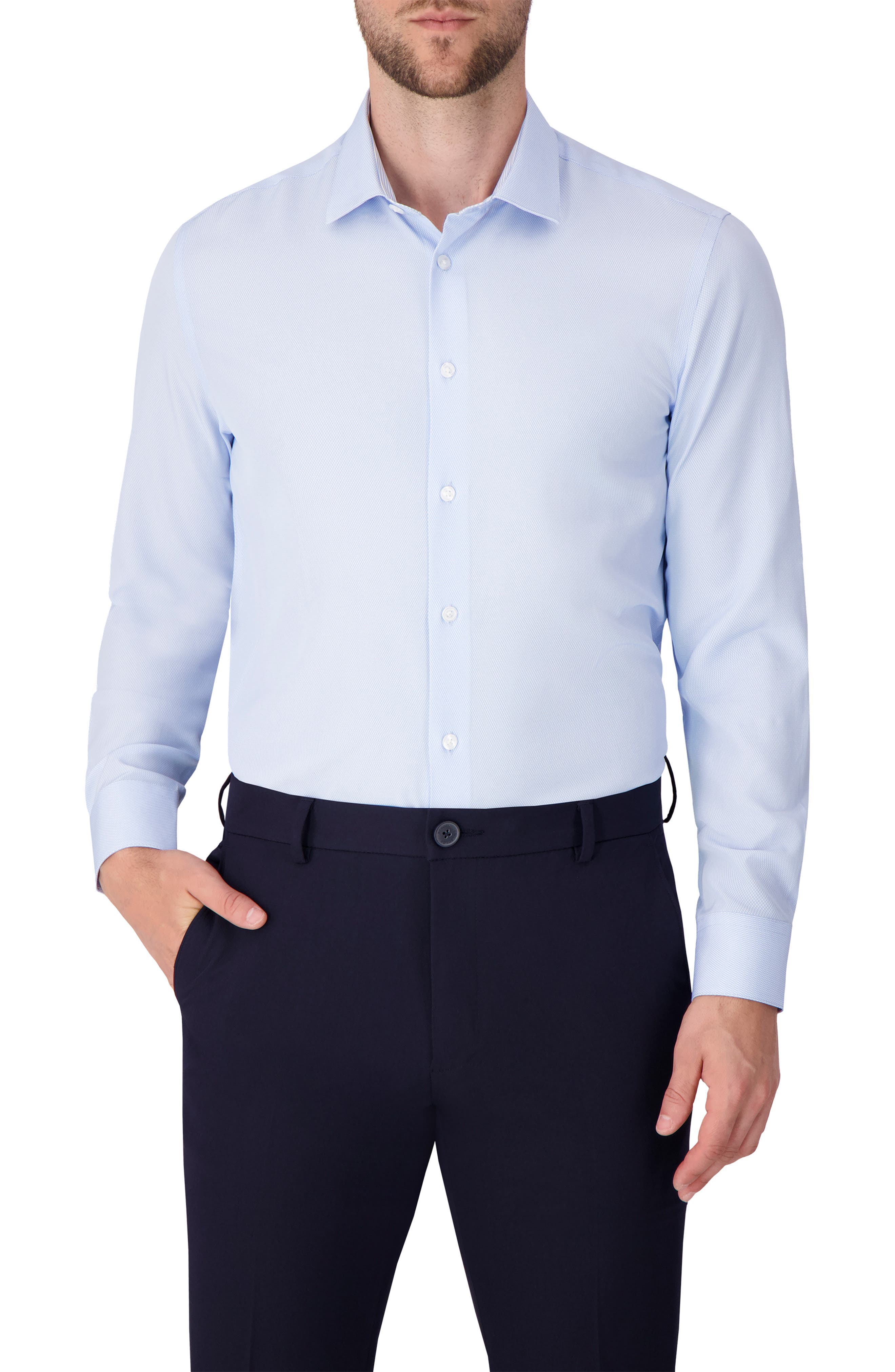 Report Collection Geometric Print Slim Fit Stretch Dress Shirt