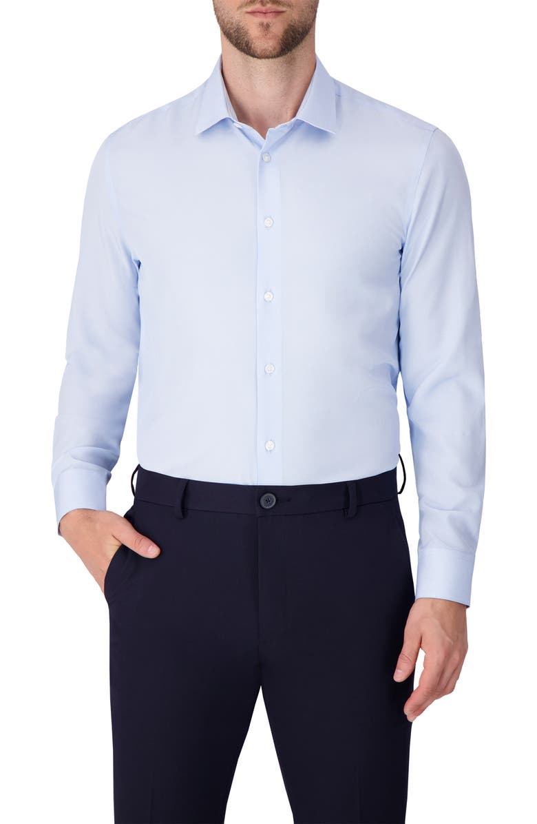 Report Collection Geometric Print Slim Fit Stretch Dress Shirt, Main, color, Light Blue