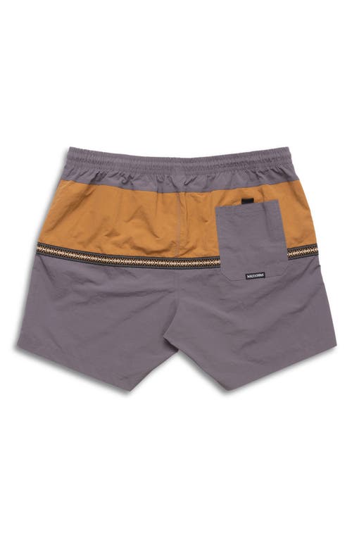 Maui And Sons Maui & Sons Granite Colorblock Nylon Swim Trunks In Iron
