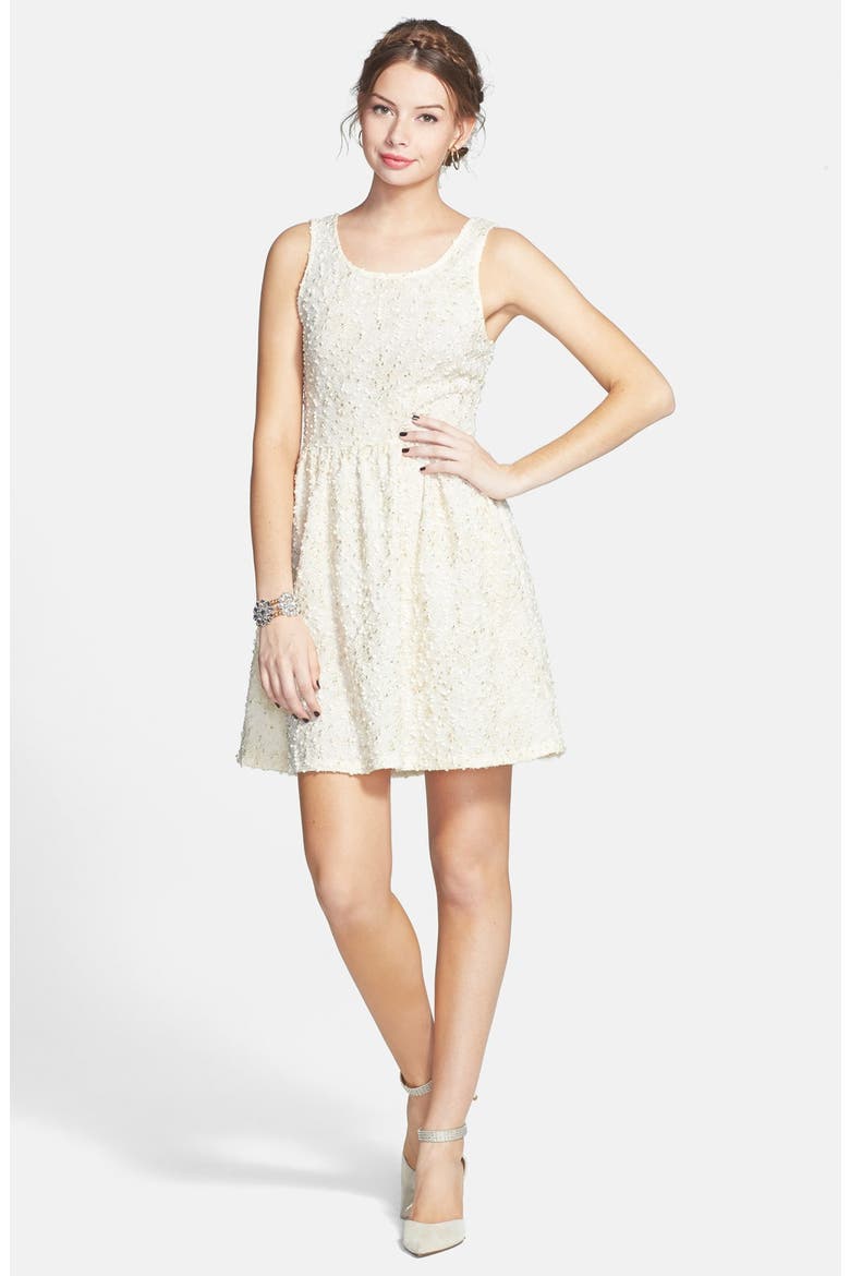 Textured Bow Back Dress, Main, color, IVORY