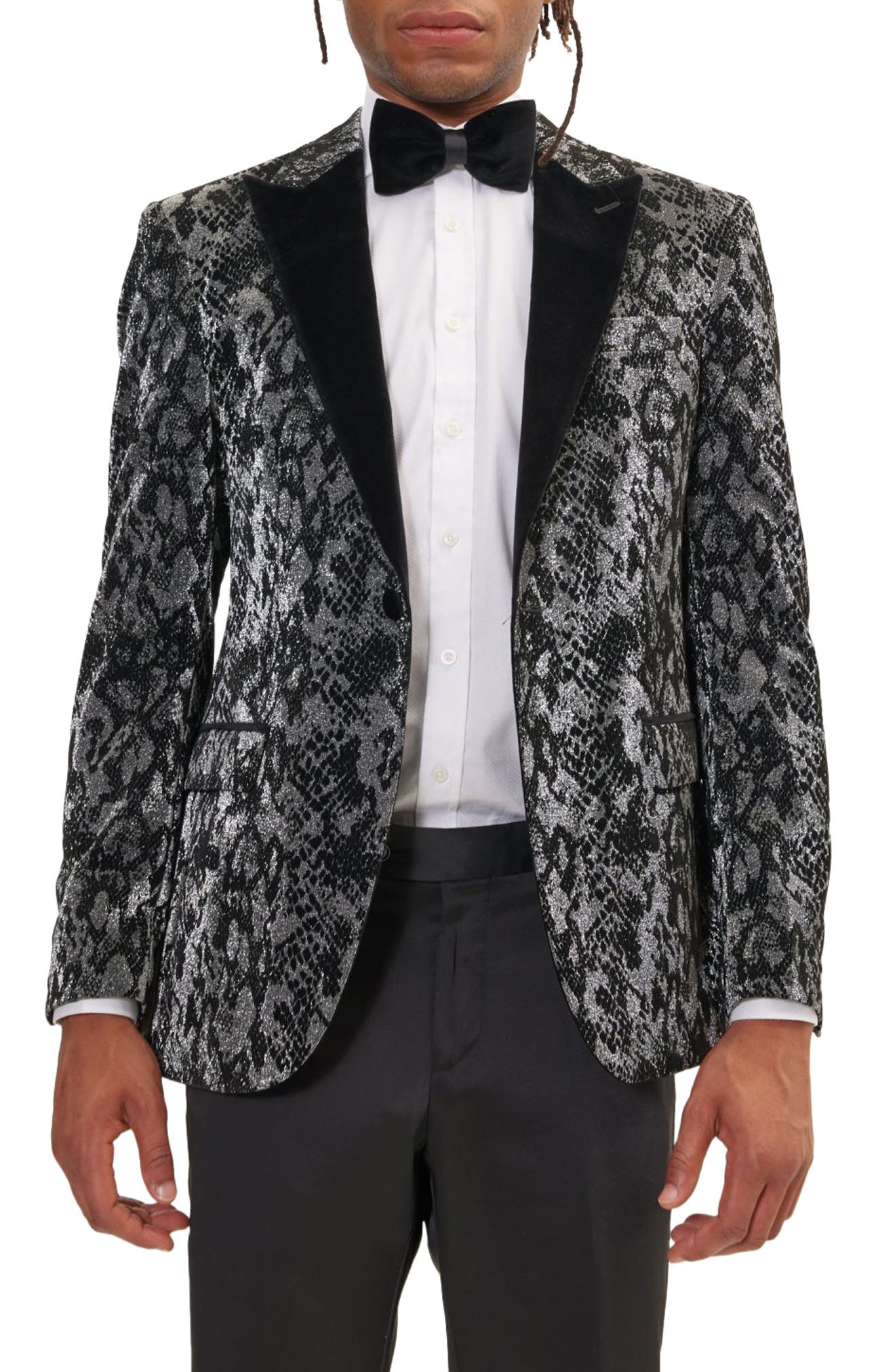 Metallic Velvet Flocking Tuxedo Jacket