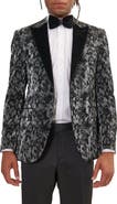 RON TOMSON Metallic Velvet Flocking Tuxedo Jacket