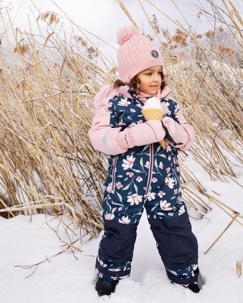 Deux Par Deux One-piece Play Snowsuit Flower In Pink